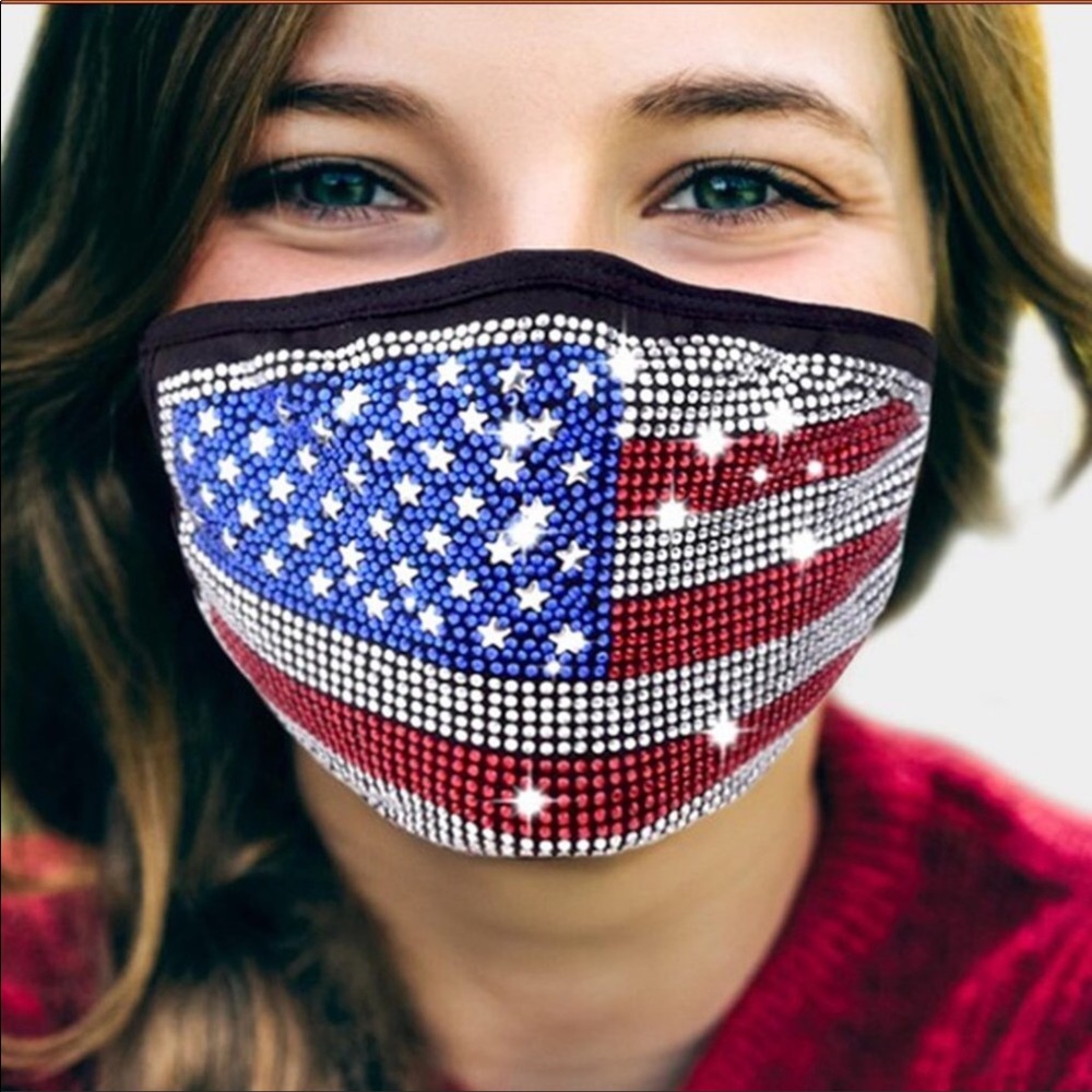 🇺🇸 Crystals American Flag Masks 😷